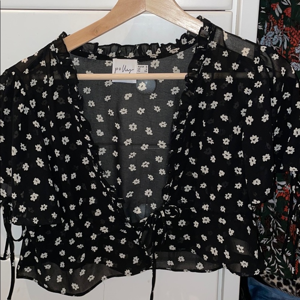 PRINCESS POLLY flower print blouse with tie